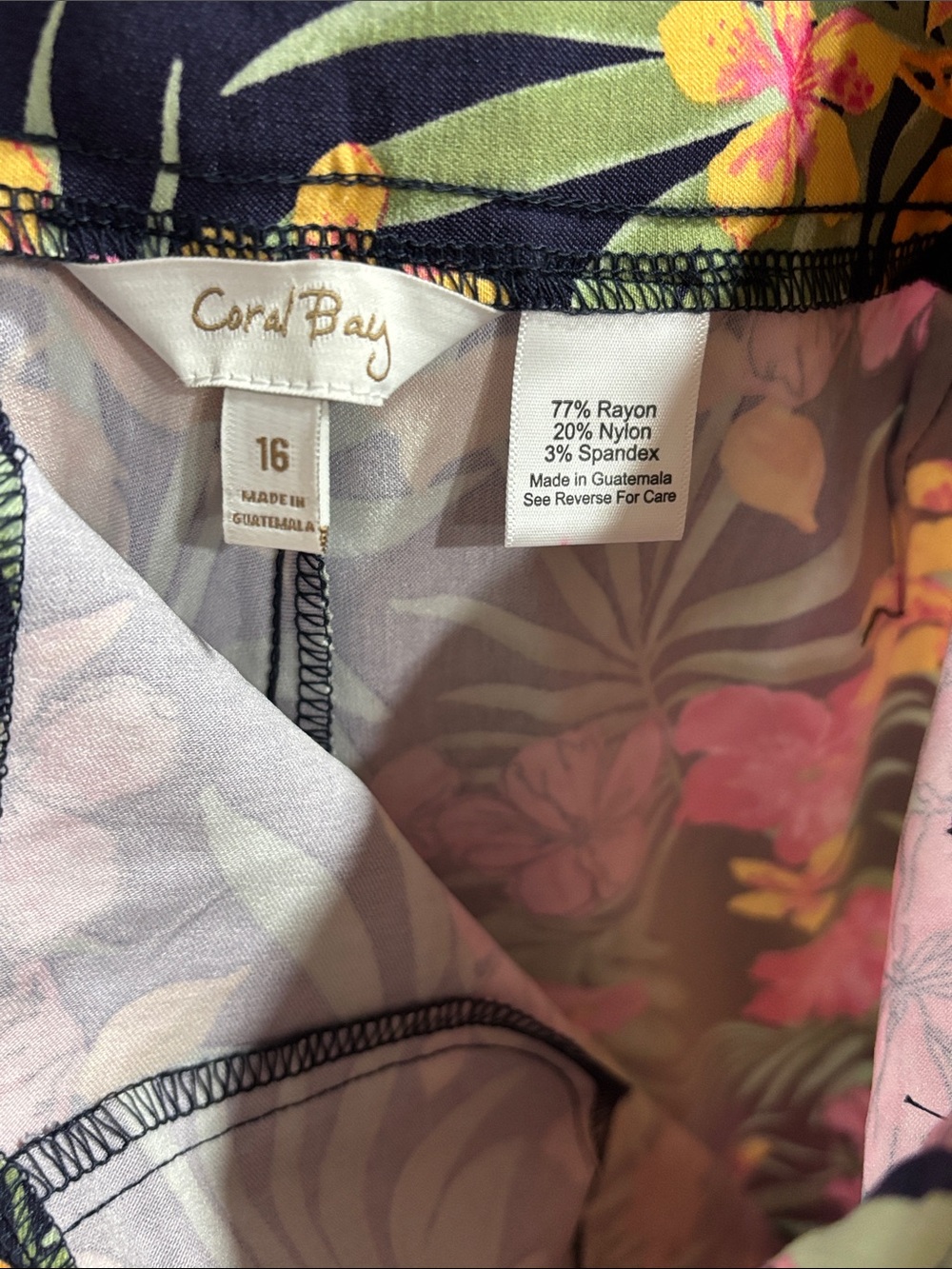 Coral Bay Tropical Floral Wide Leg Pants size 16 - Picture 3 of 3